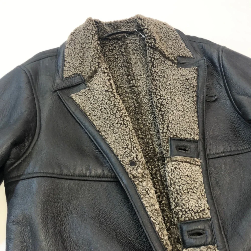 MEN’s SHEARLING NEW Authentic Leather Sheepskin Men’s Coat Siz…